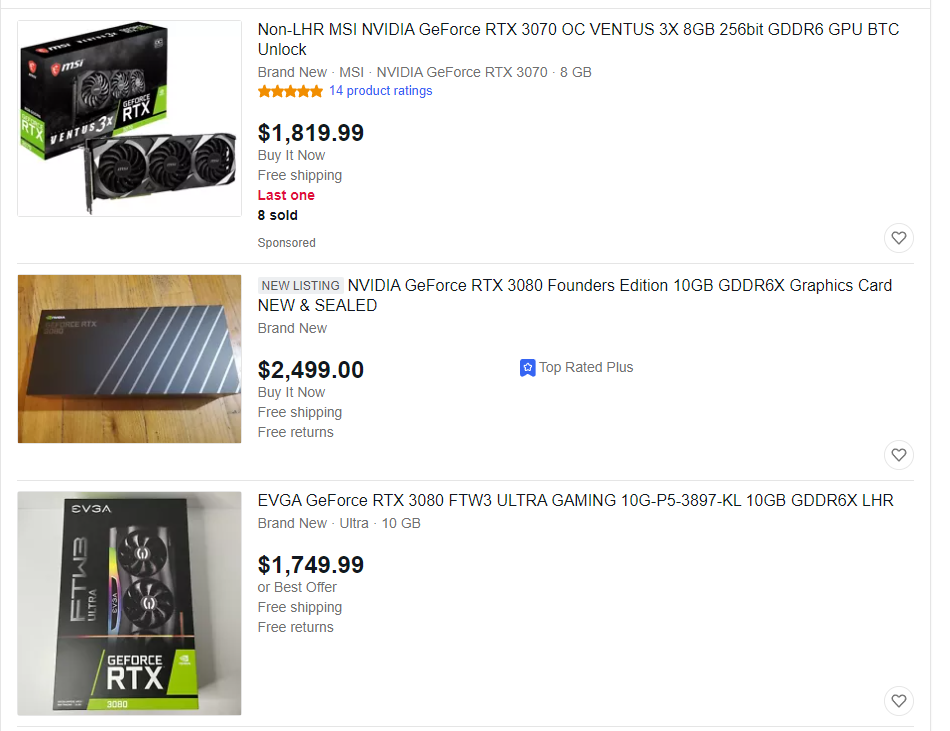 picture of what the new graphics cards actually sell for